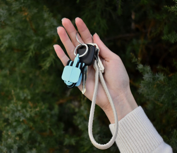 Blue Hair Tie Holder in Hand