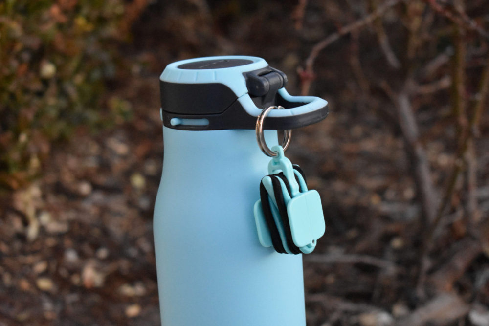 Light blue hair tie holder with keys